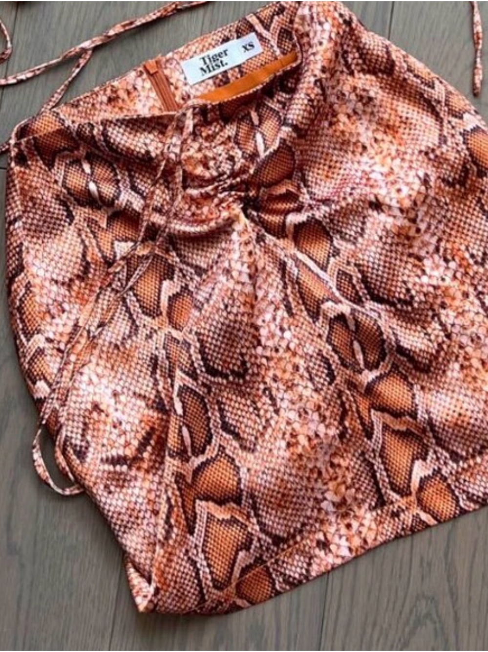 Tiger Mist Snake Print Ruched Mini Skirt XS